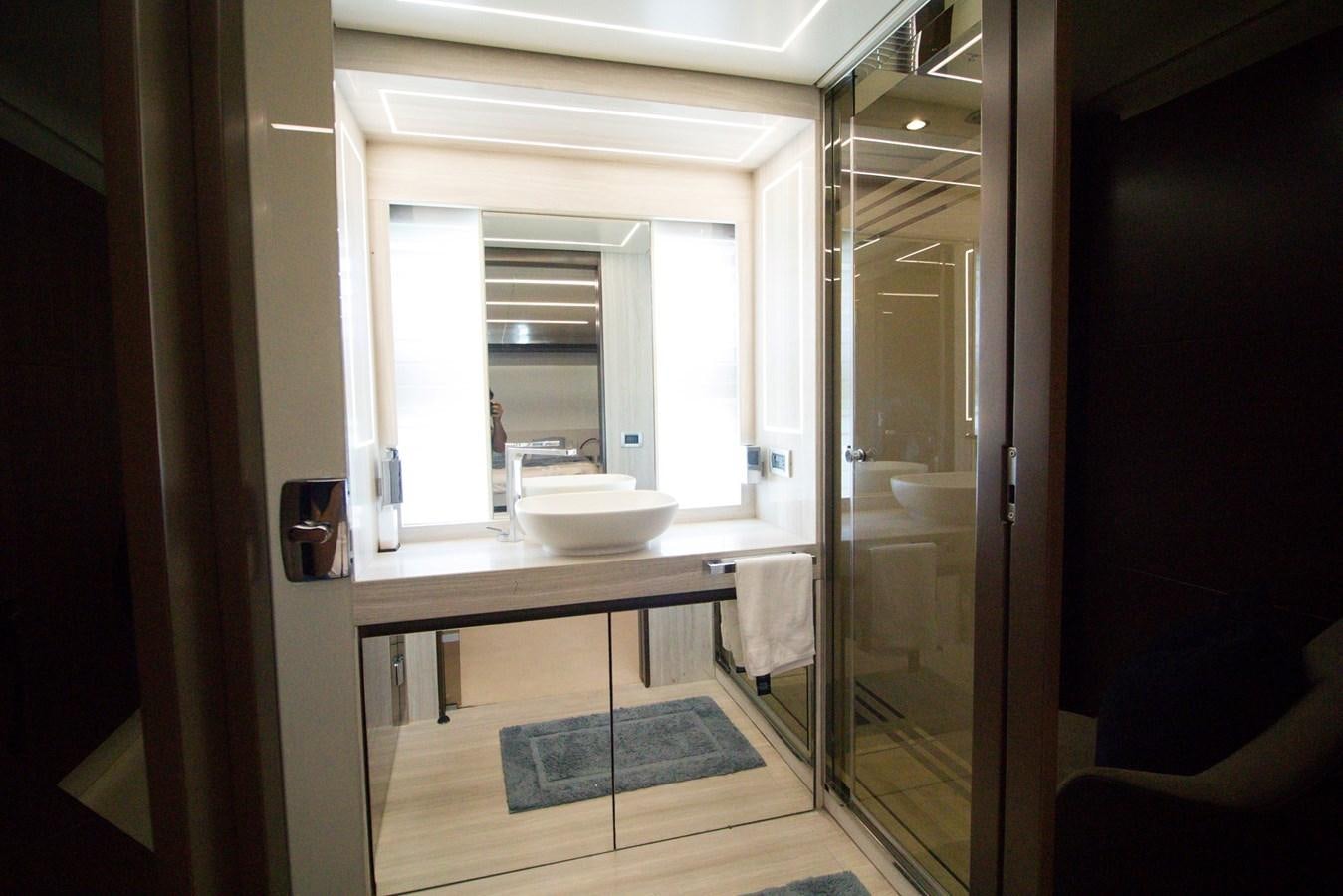 a bathroom with a sink and a mirror aboard SEDA Yacht for Sale
