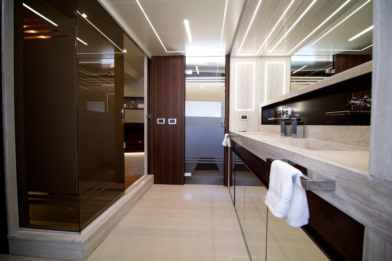 a bathroom with a large countertop aboard SEDA Yacht for Sale