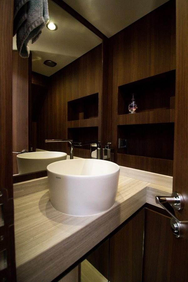 a bathroom with a sink and a mirror aboard SEDA Yacht for Sale
