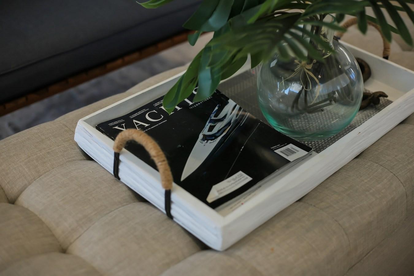 a glass vase with a plant in it aboard SEDA Yacht for Sale