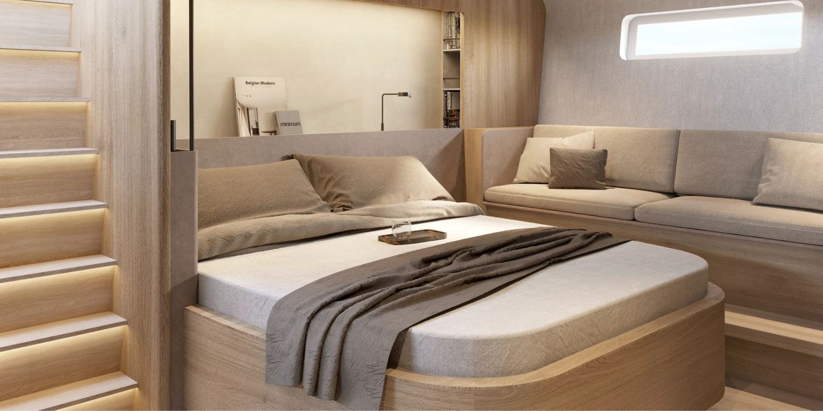 a bed in a room aboard W Yacht for Sale