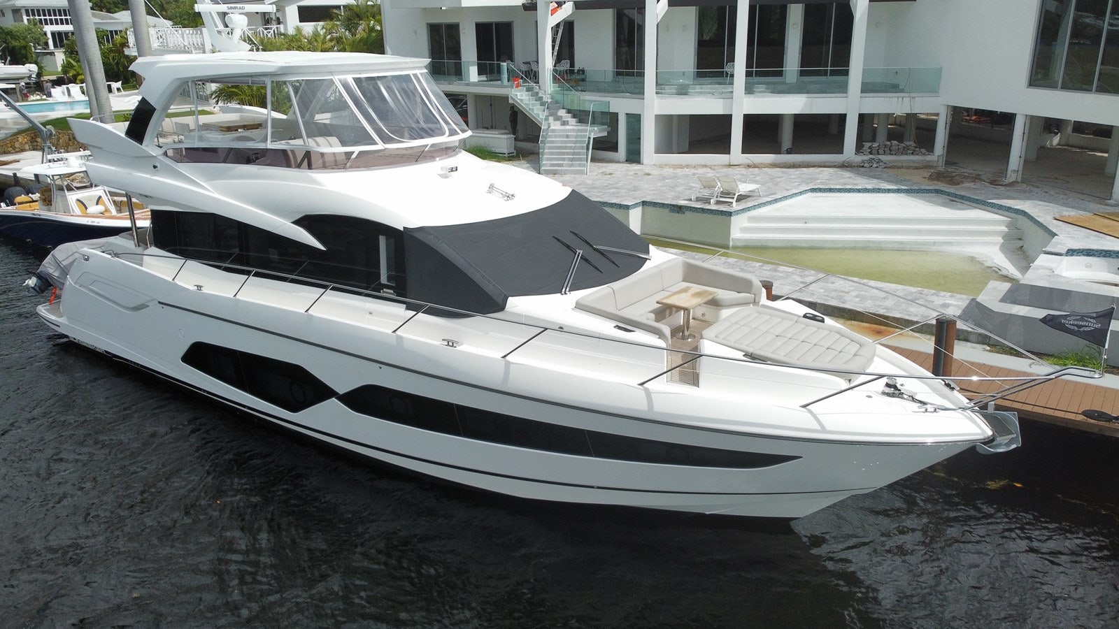 a row of boats on a dock aboard 66 MANHATTAN Yacht for Sale