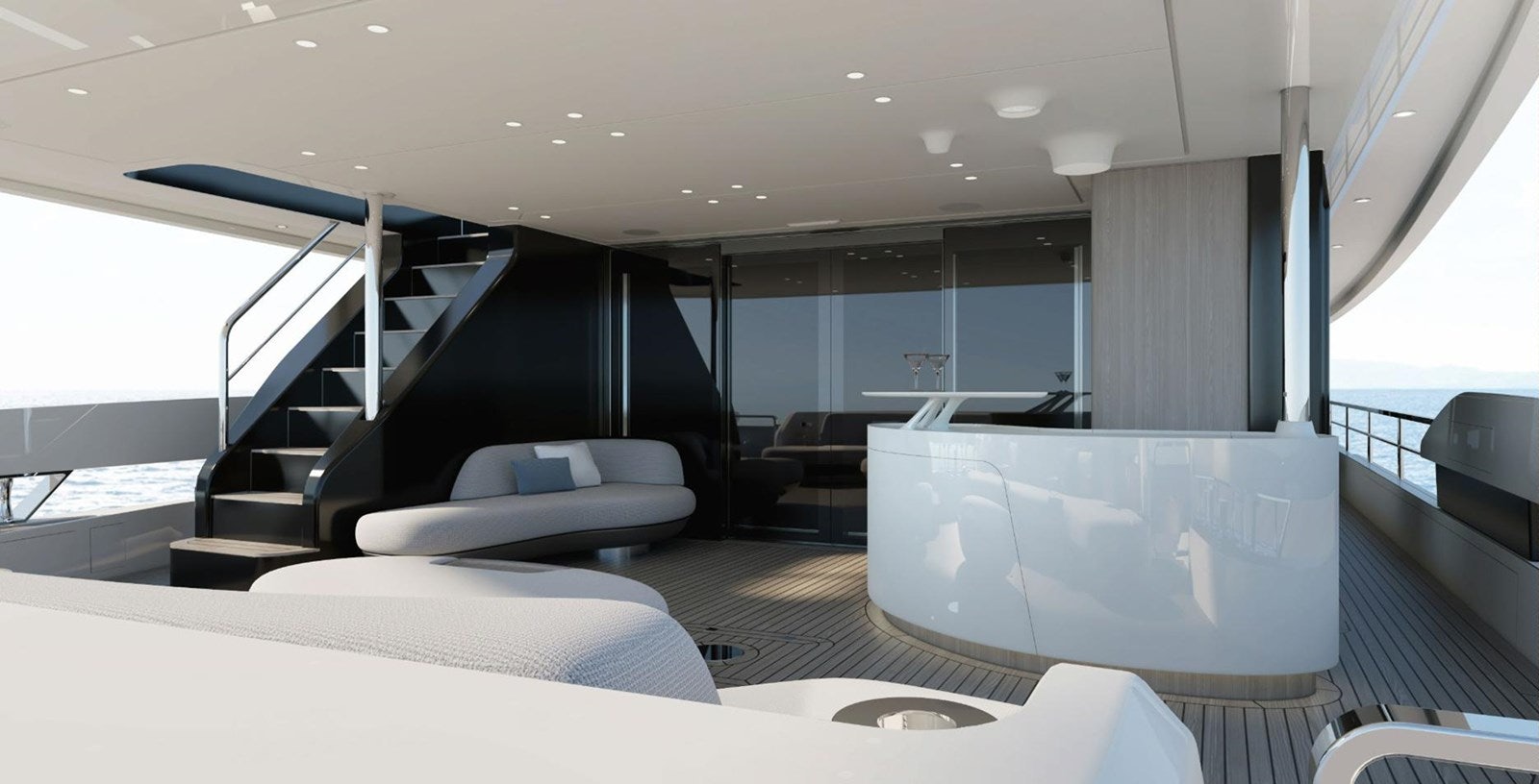 a room with a large window and a couch aboard COOL Yacht for Sale