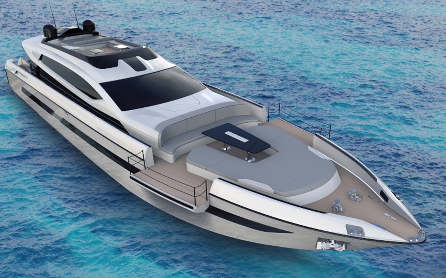 a white yacht on the water aboard OTAM CUSTOM RANGE 115 Yacht for Sale