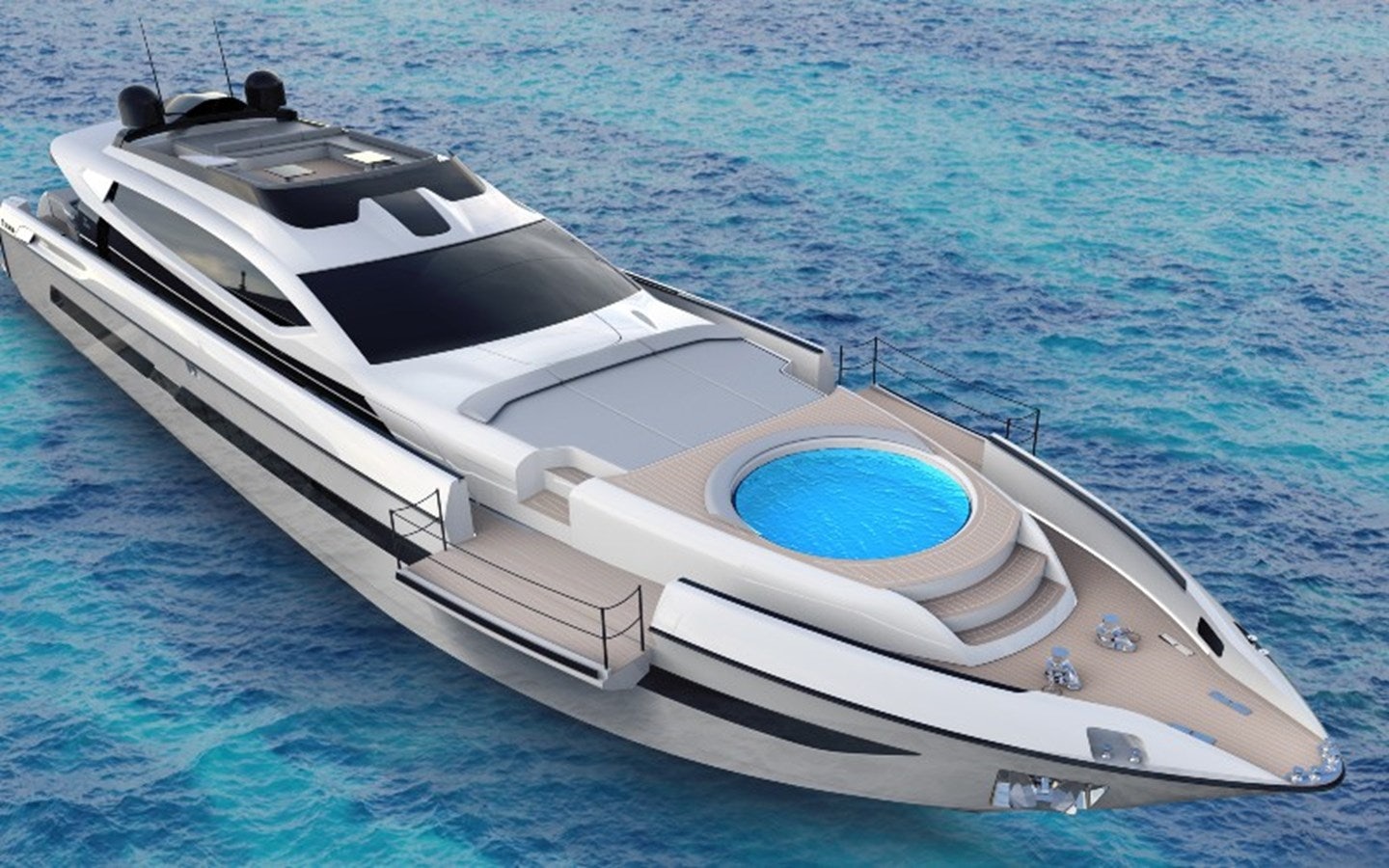 a white boat on a body of water aboard OTAM CUSTOM RANGE 115 Yacht for Sale