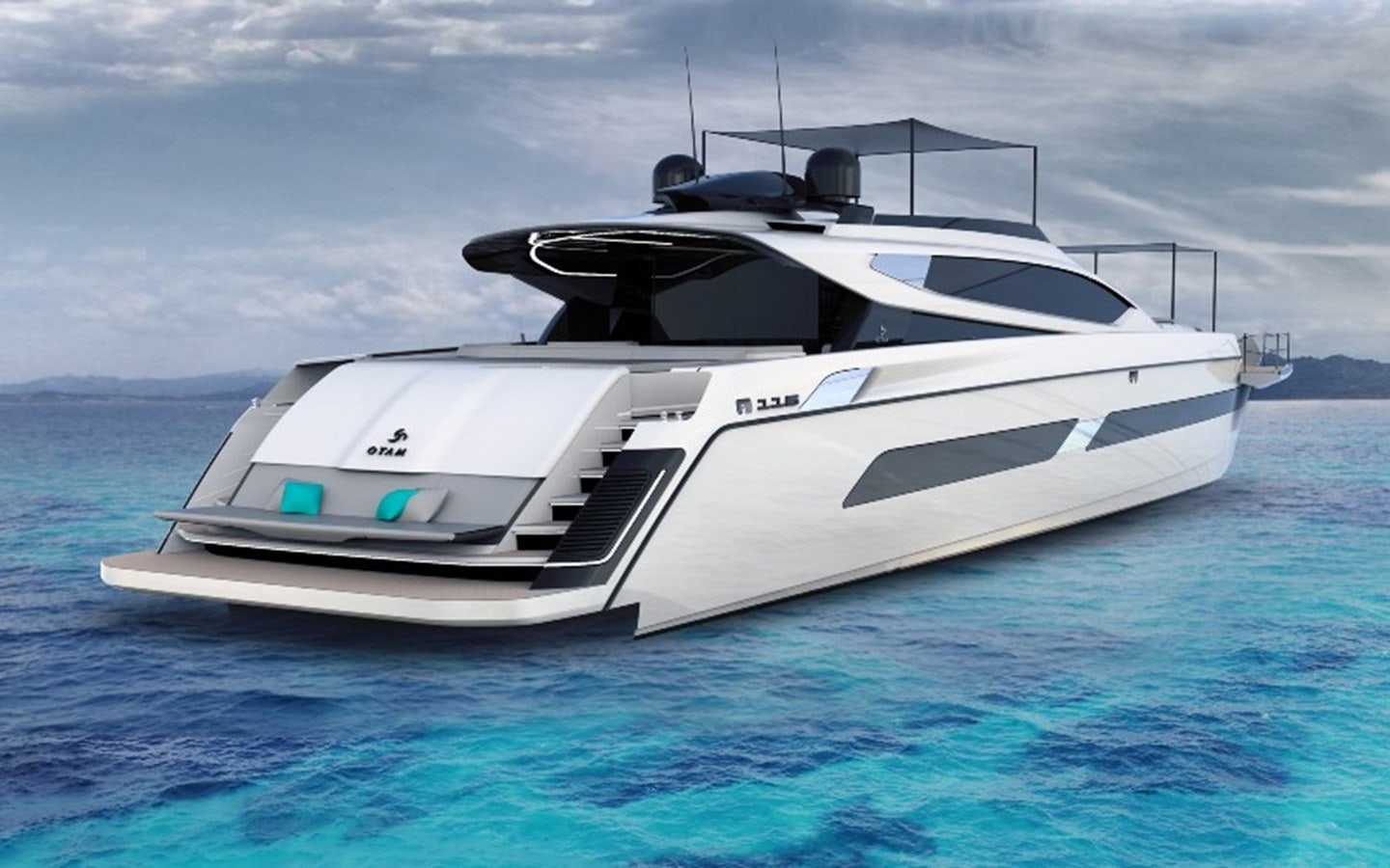 a white yacht in the water aboard OTAM CUSTOM RANGE 115 Yacht for Sale