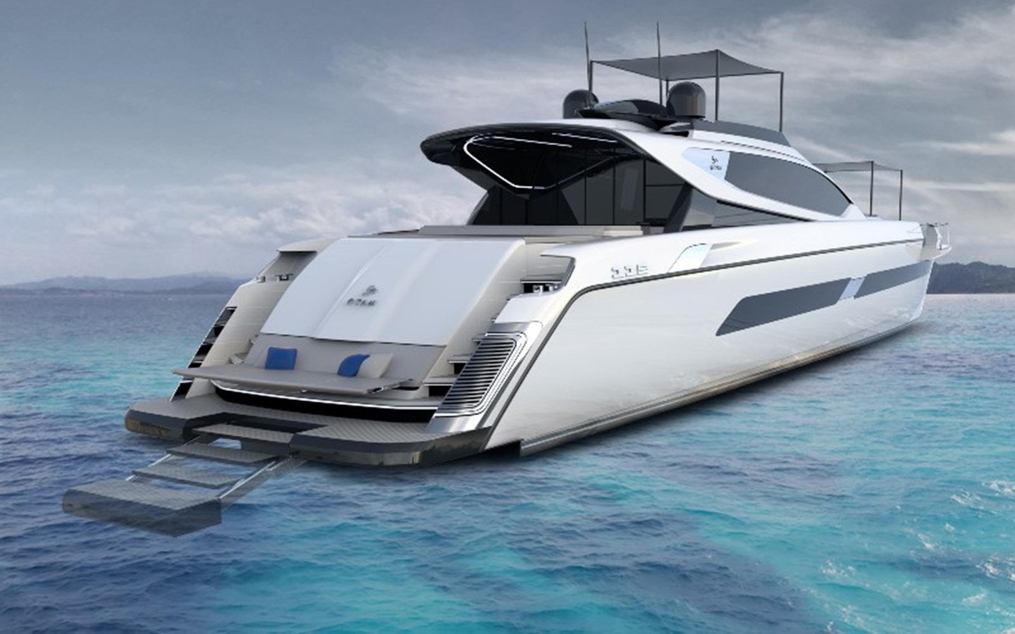 a white yacht in the water aboard OTAM CUSTOM RANGE 115 Yacht for Sale