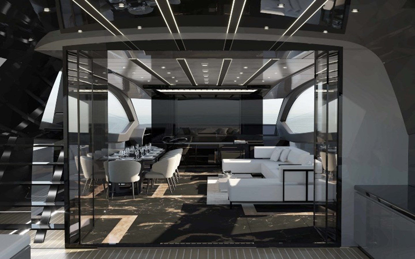 a room with a few beds aboard OTAM CUSTOM RANGE 115 Yacht for Sale