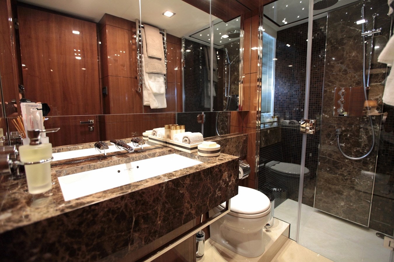a bathroom with a large countertop aboard SEABEACH Yacht for Sale