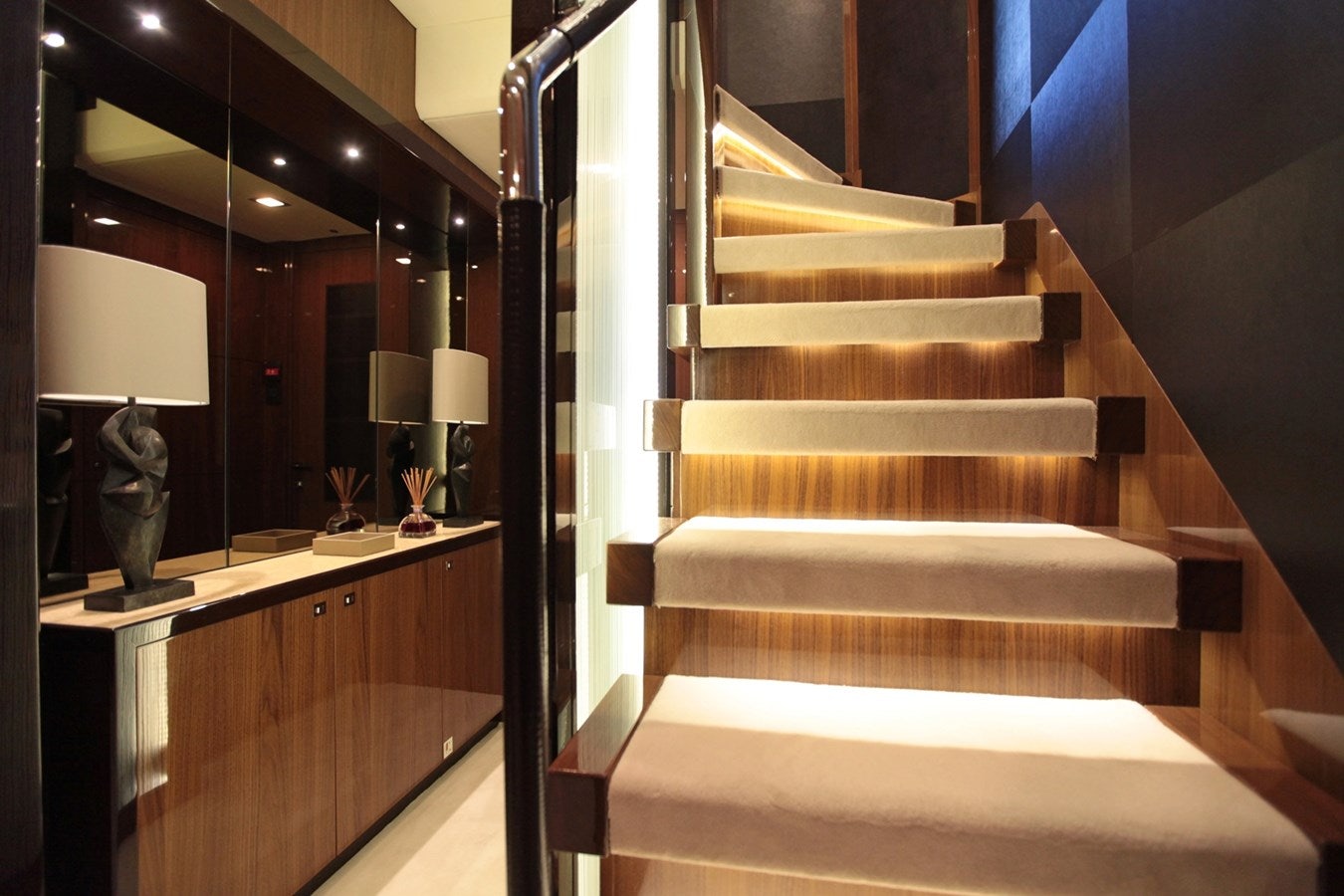 a staircase in a building aboard SEABEACH Yacht for Sale