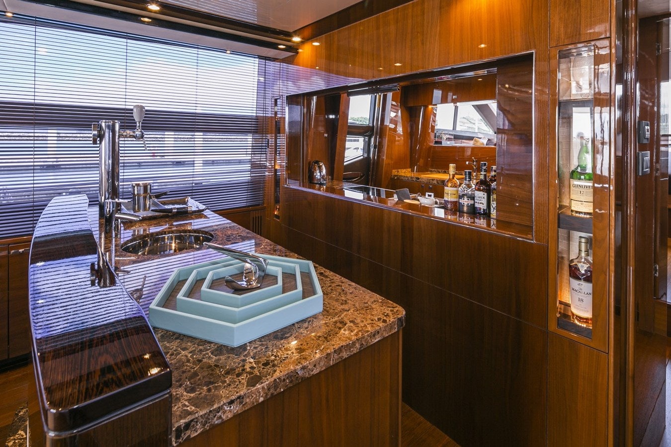 a kitchen with a sink and a window aboard SE1 Yacht for Sale
