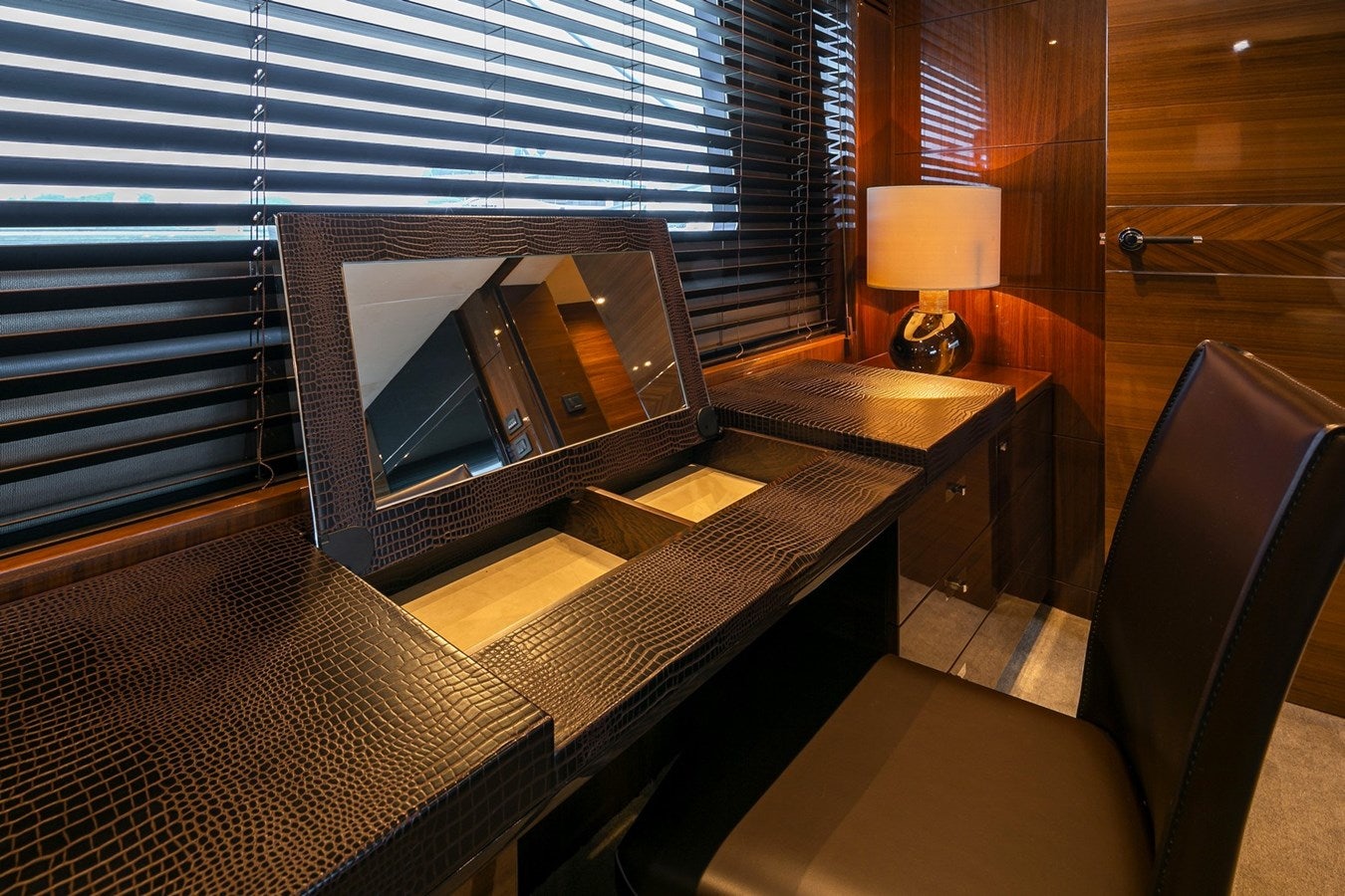 a tv on a table aboard SE1 Yacht for Sale