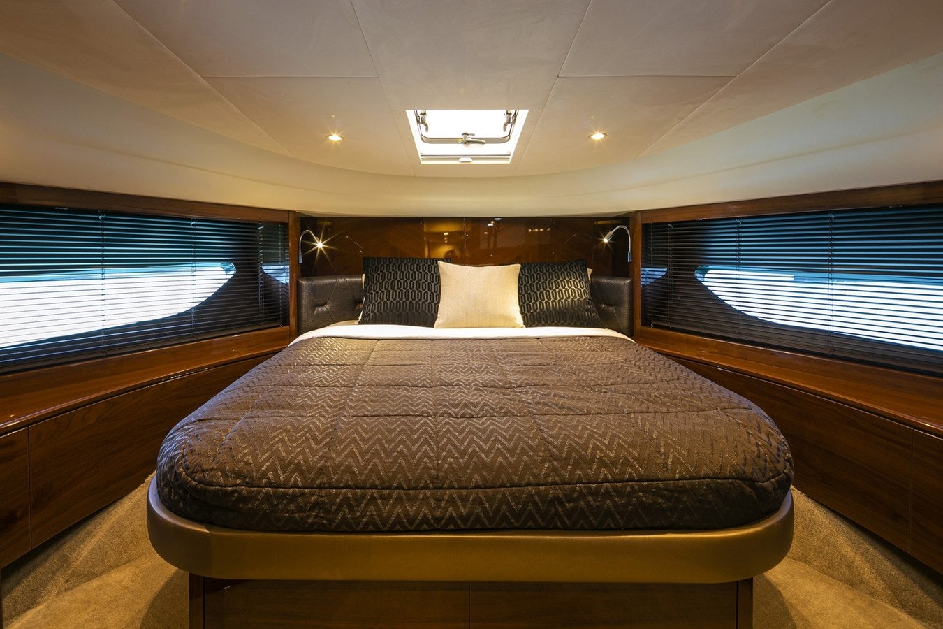 a bed in a room aboard SE1 Yacht for Sale