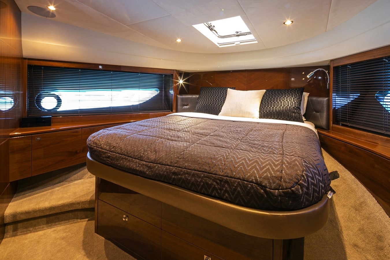 a bed in a room aboard SE1 Yacht for Sale