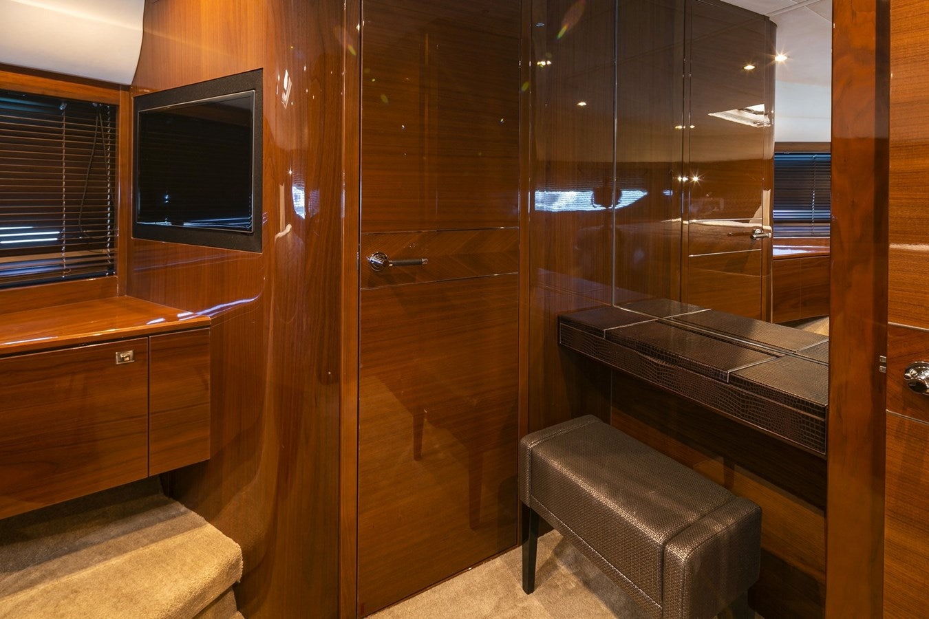 a room with a glass door aboard SE1 Yacht for Sale
