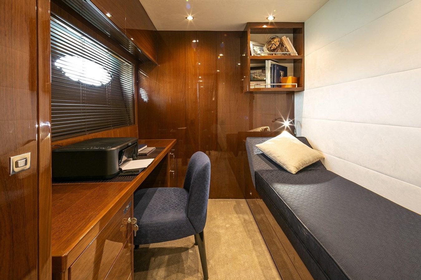 a room with a bed and a desk aboard SE1 Yacht for Sale