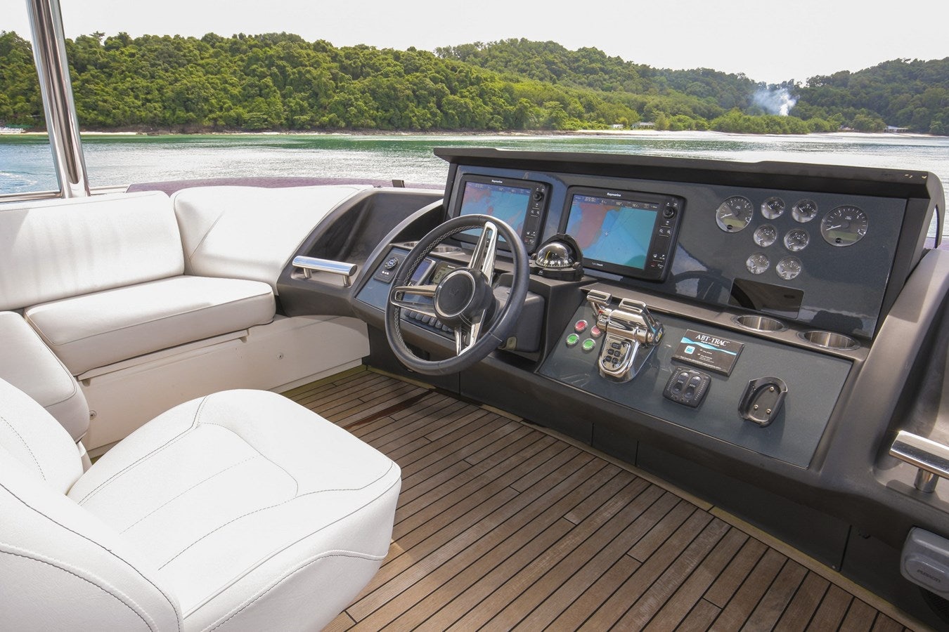 the inside of a car aboard SE1 Yacht for Sale