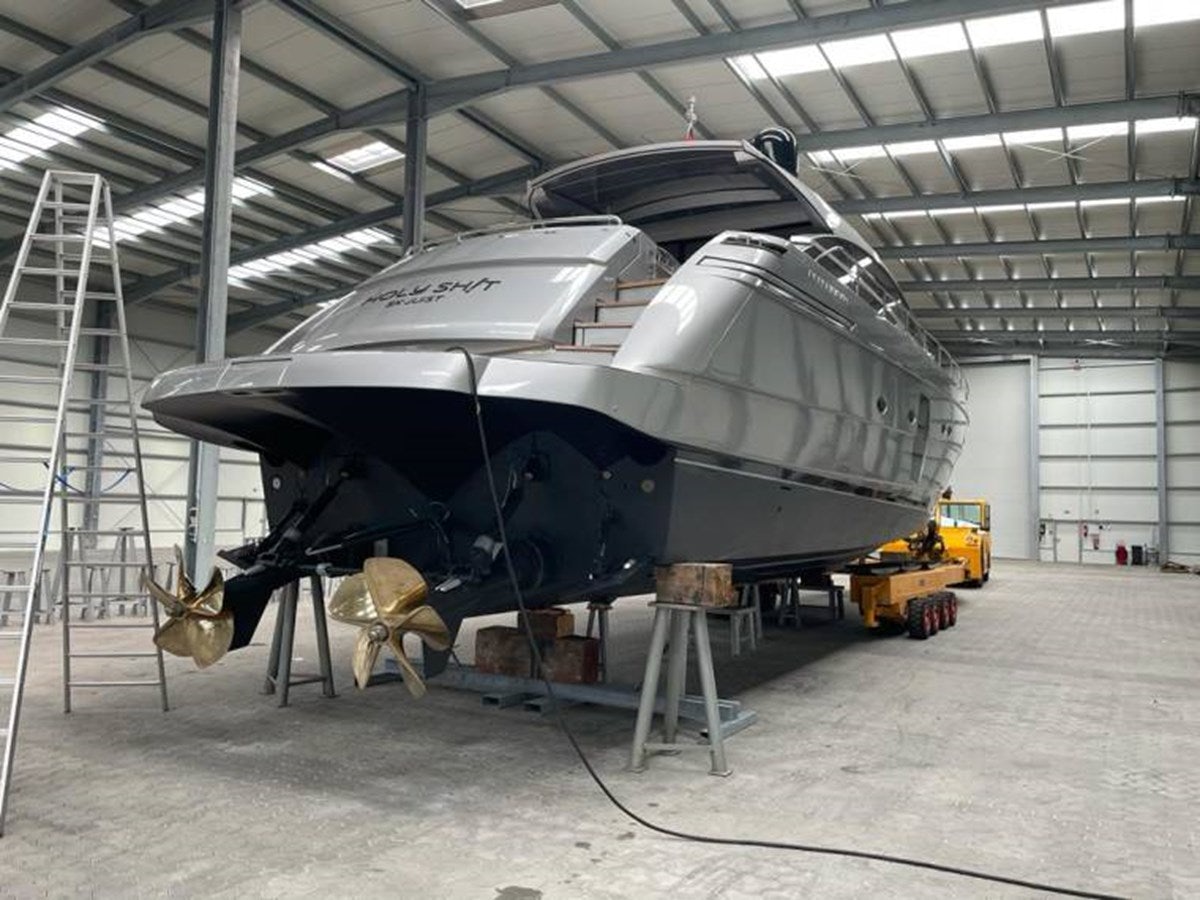 a large space shuttle in a building aboard HOLY SHIT Yacht for Sale