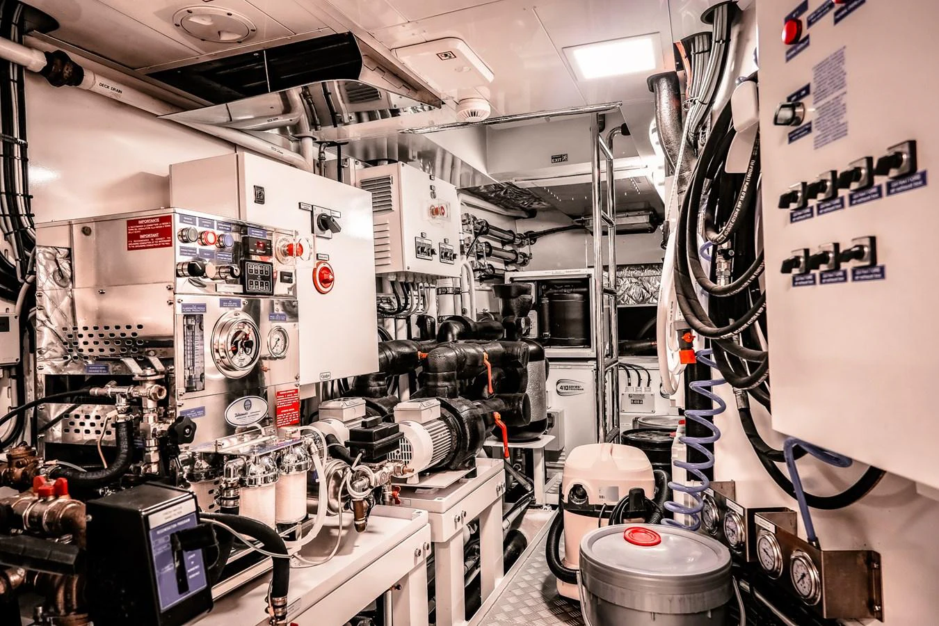 a room full of equipment aboard SUNRISE Yacht for Sale