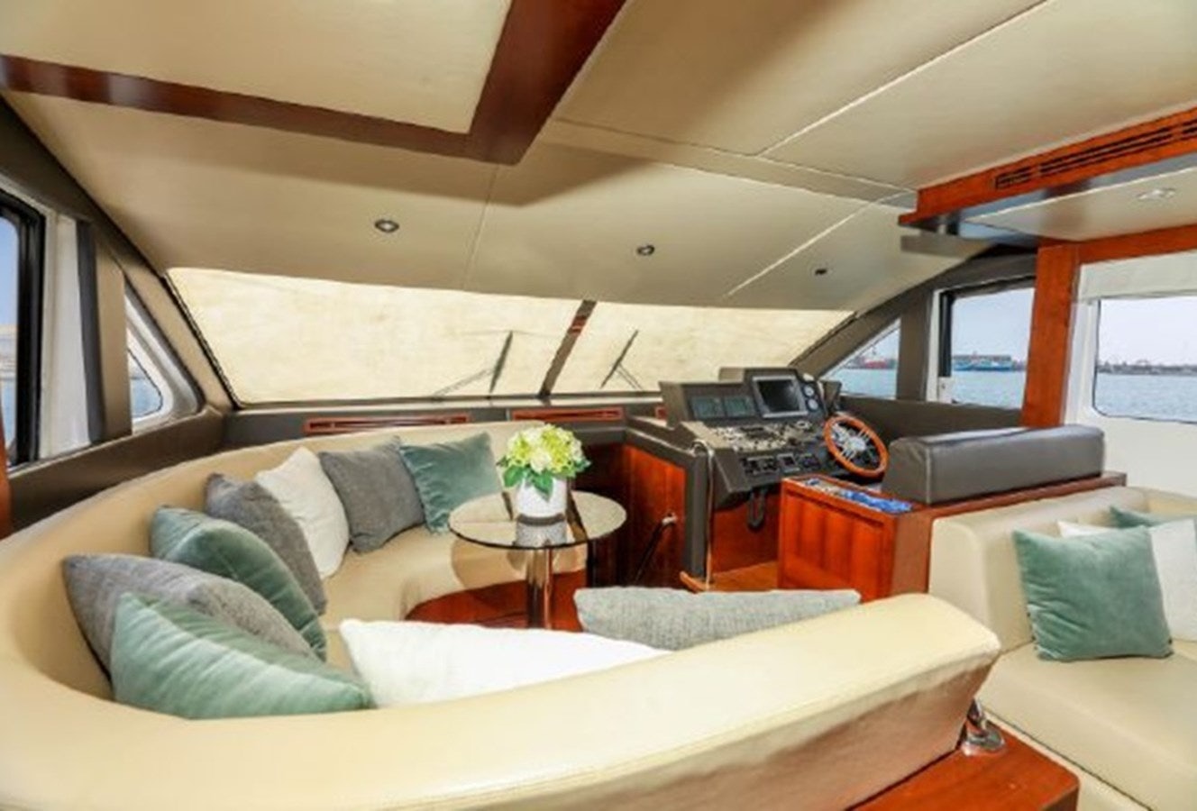inside of a car aboard MAJESTY 70 Yacht for Sale