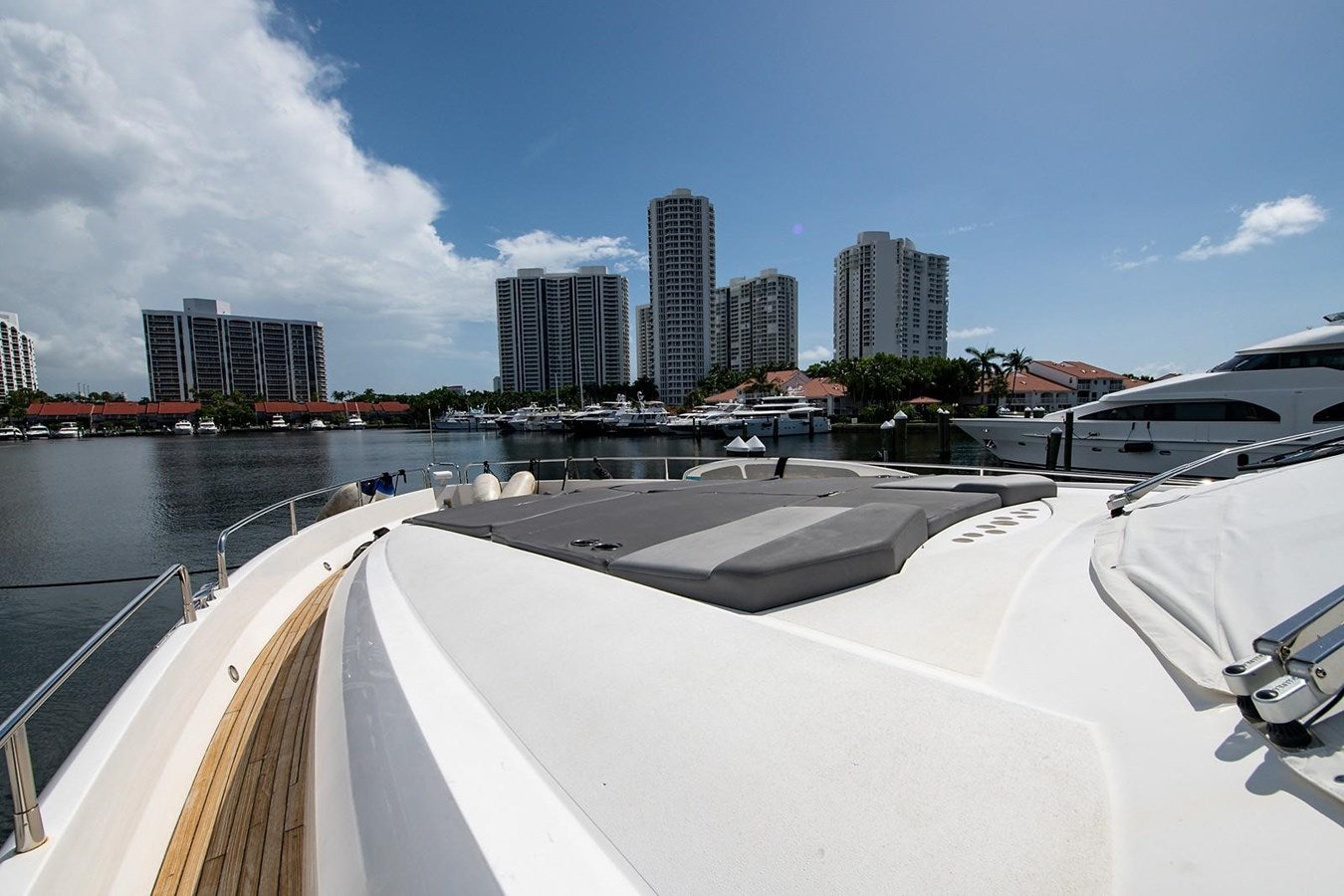a body of water with buildings in the background aboard 82 SUNSEEKER MANHATTAN  Yacht for Sale
