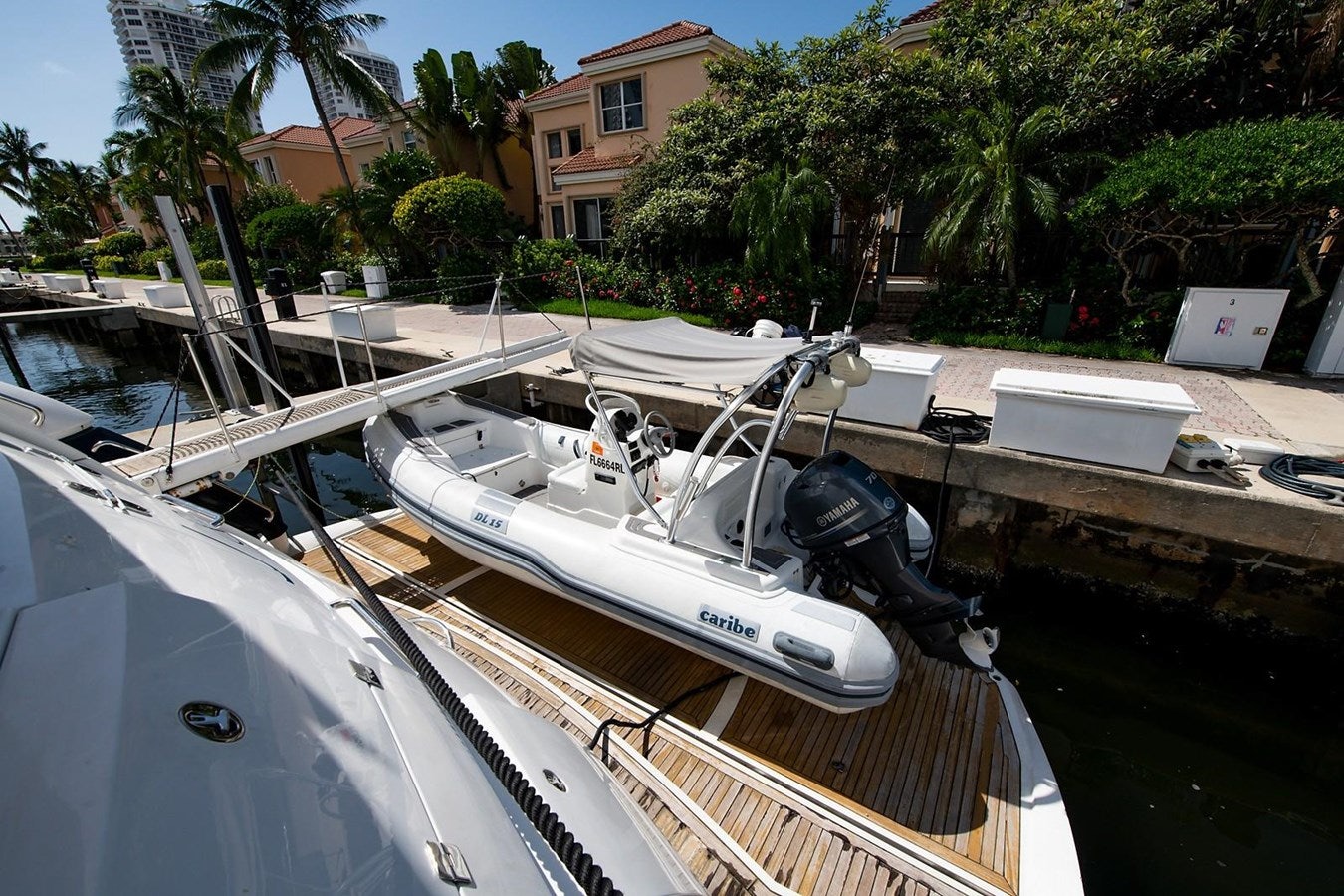 a boat docked at a pier aboard 82 SUNSEEKER MANHATTAN  Yacht for Sale