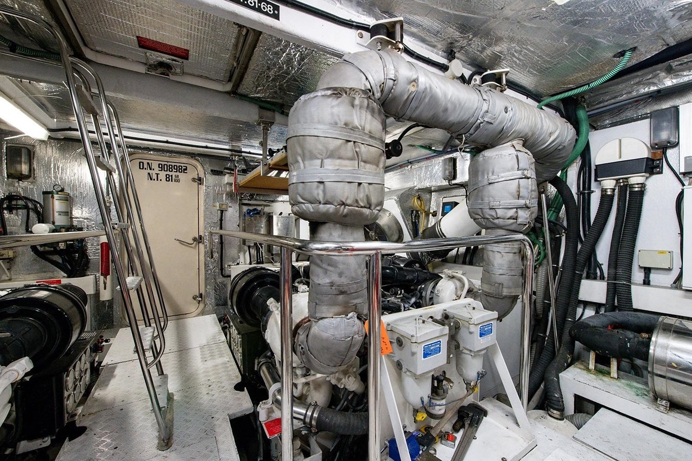 a large machine with a large metal pipe aboard 82 SUNSEEKER MANHATTAN  Yacht for Sale