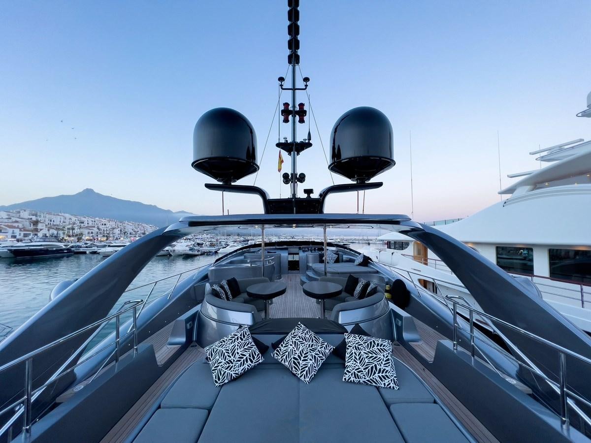 a large ship with a satellite dish on it aboard MATSU Yacht for Sale