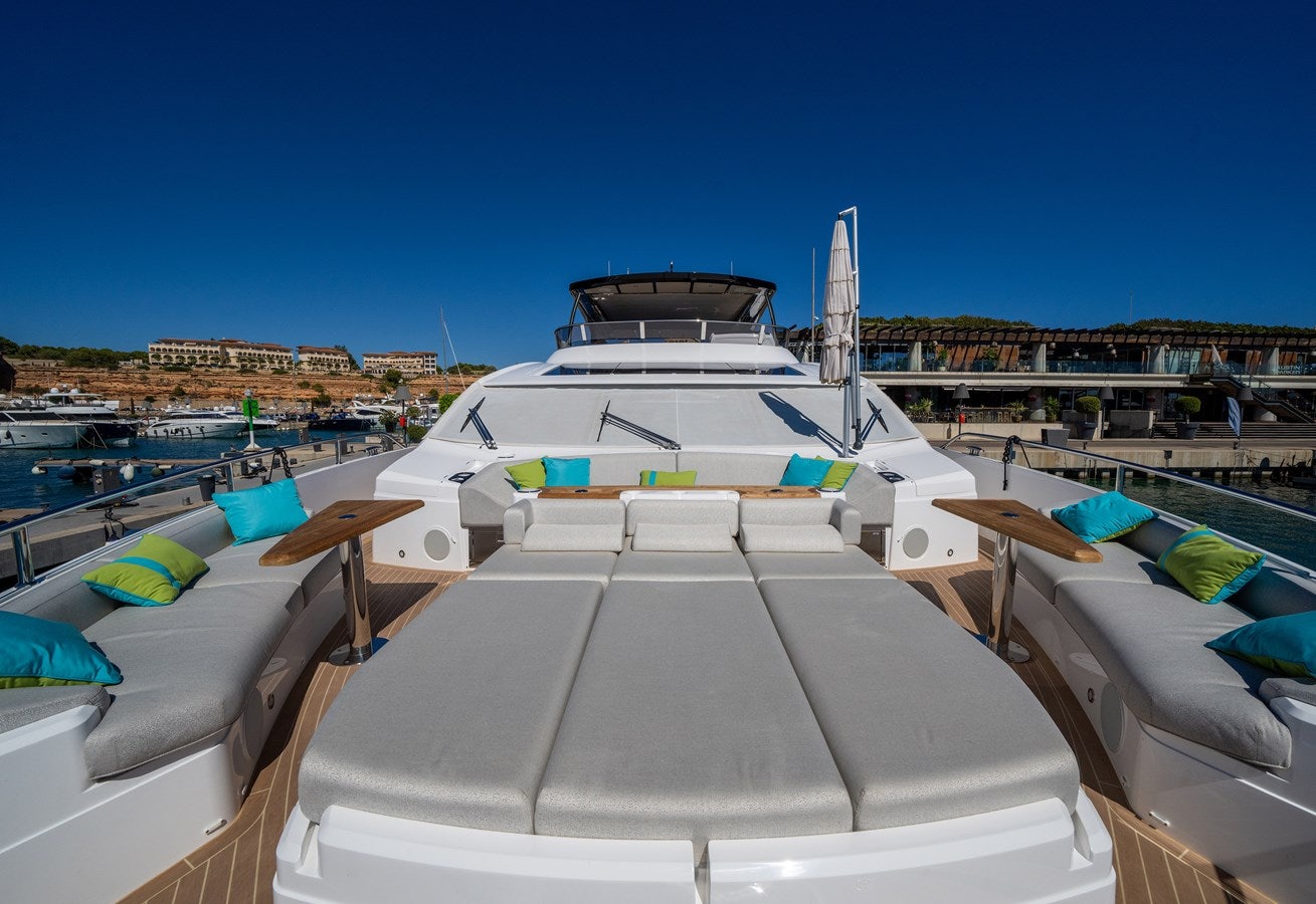 a boat docked at a pier aboard BANDAZUL Yacht for Sale