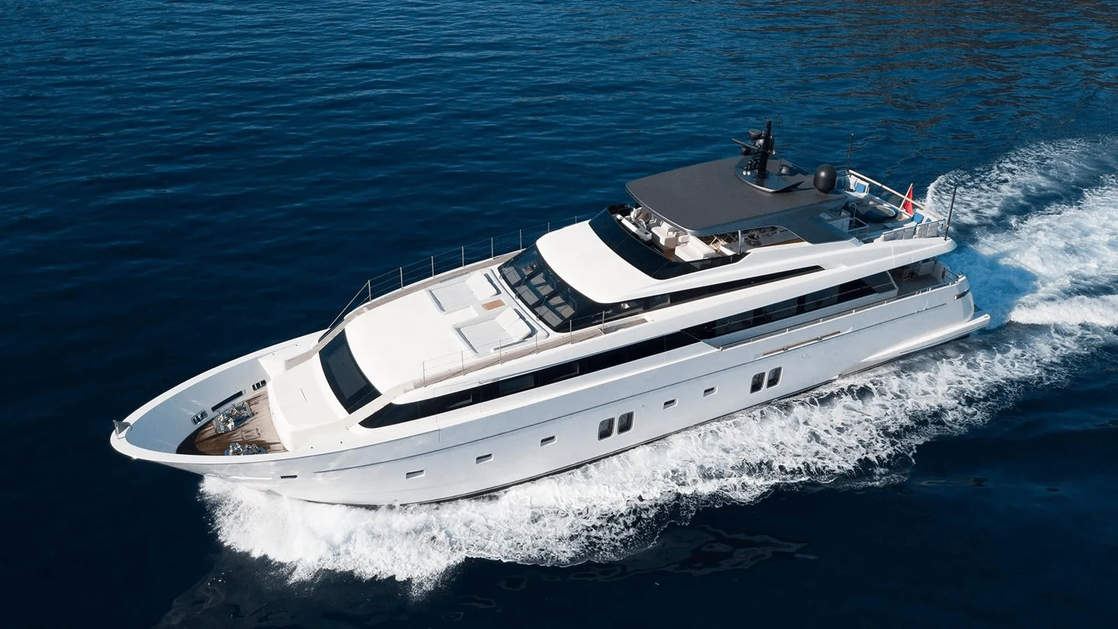 a white yacht on the water aboard 2018 SANLORENZO SL118 #614 Yacht for Sale