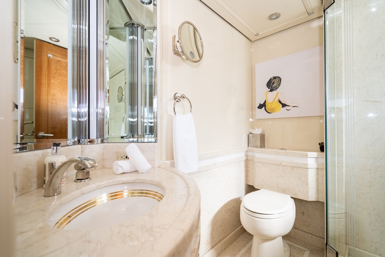 a bathroom with a sink toilet and a bathtub aboard SEA CLASS Yacht for Sale
