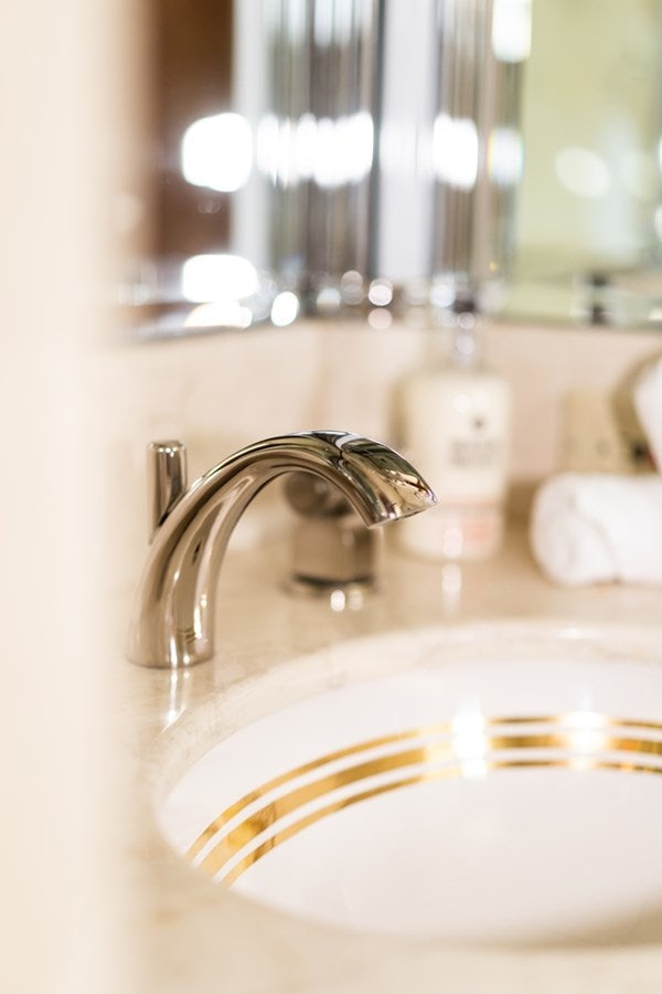 a bathroom sink with a yellow line aboard SEA CLASS Yacht for Sale