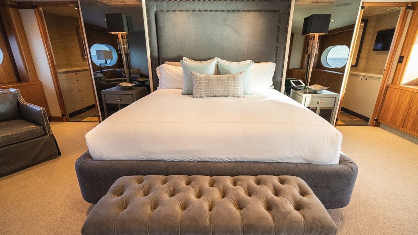 a bed in a hotel room aboard SEA CLASS Yacht for Sale