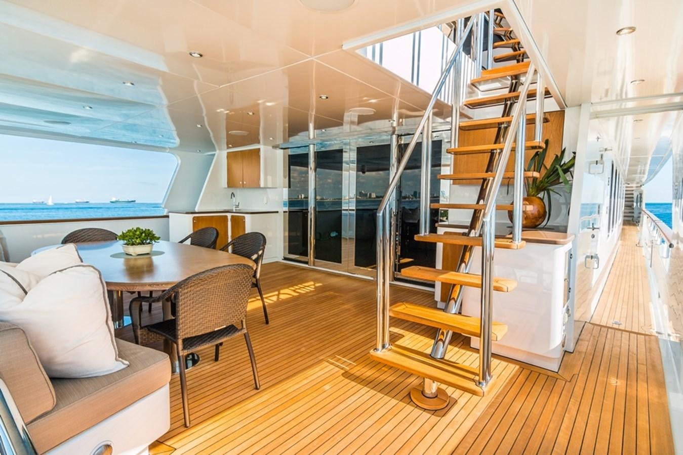 a modern looking house with a staircase aboard SEA CLASS Yacht for Sale