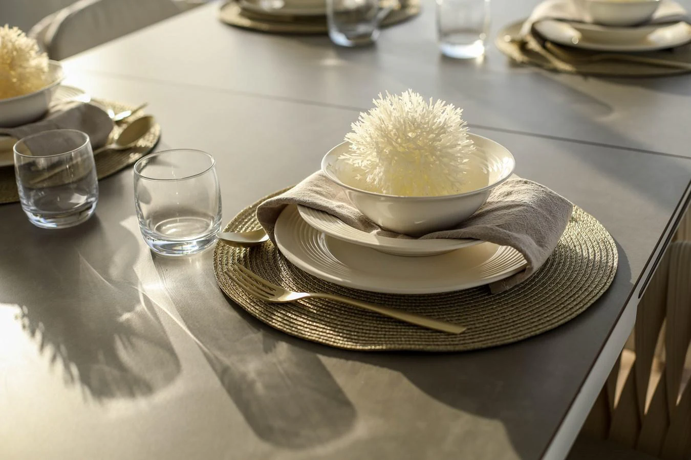 a bowl of food on a plate aboard DXB Yacht for Sale