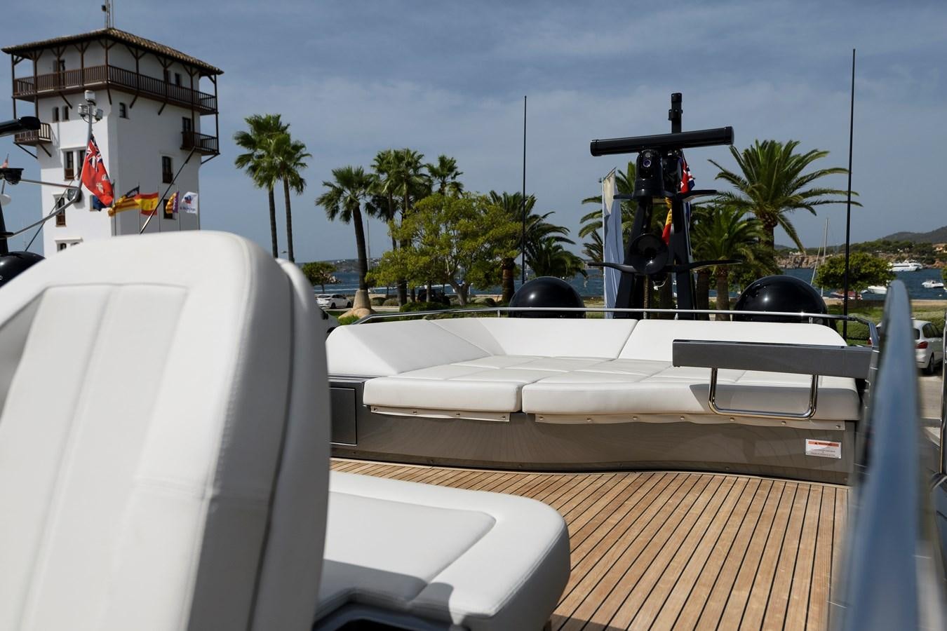 a boat on a deck aboard CUCU Yacht for Sale