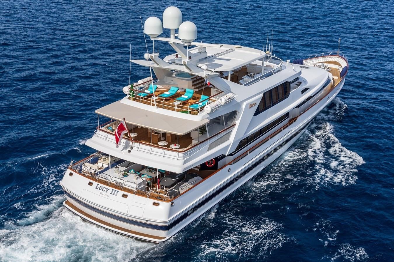 a large white ship aboard LUCY III Yacht for Sale
