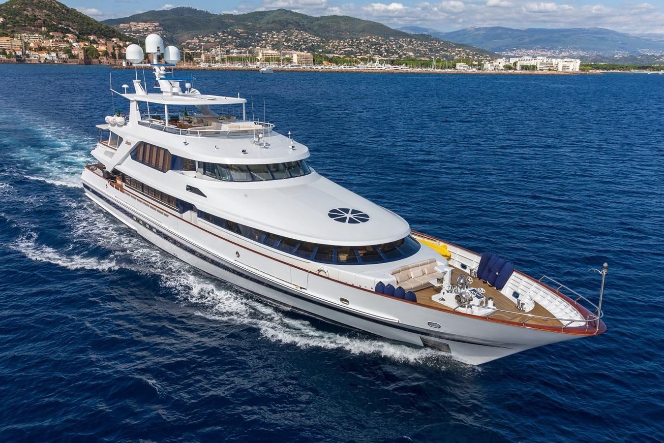 a large white ship aboard LUCY III Yacht for Sale
