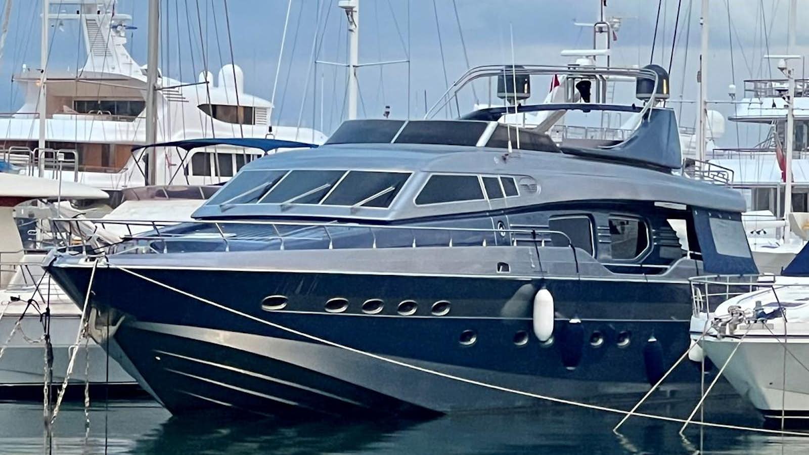a boat in the water aboard AZUR LE ROI Yacht for Sale