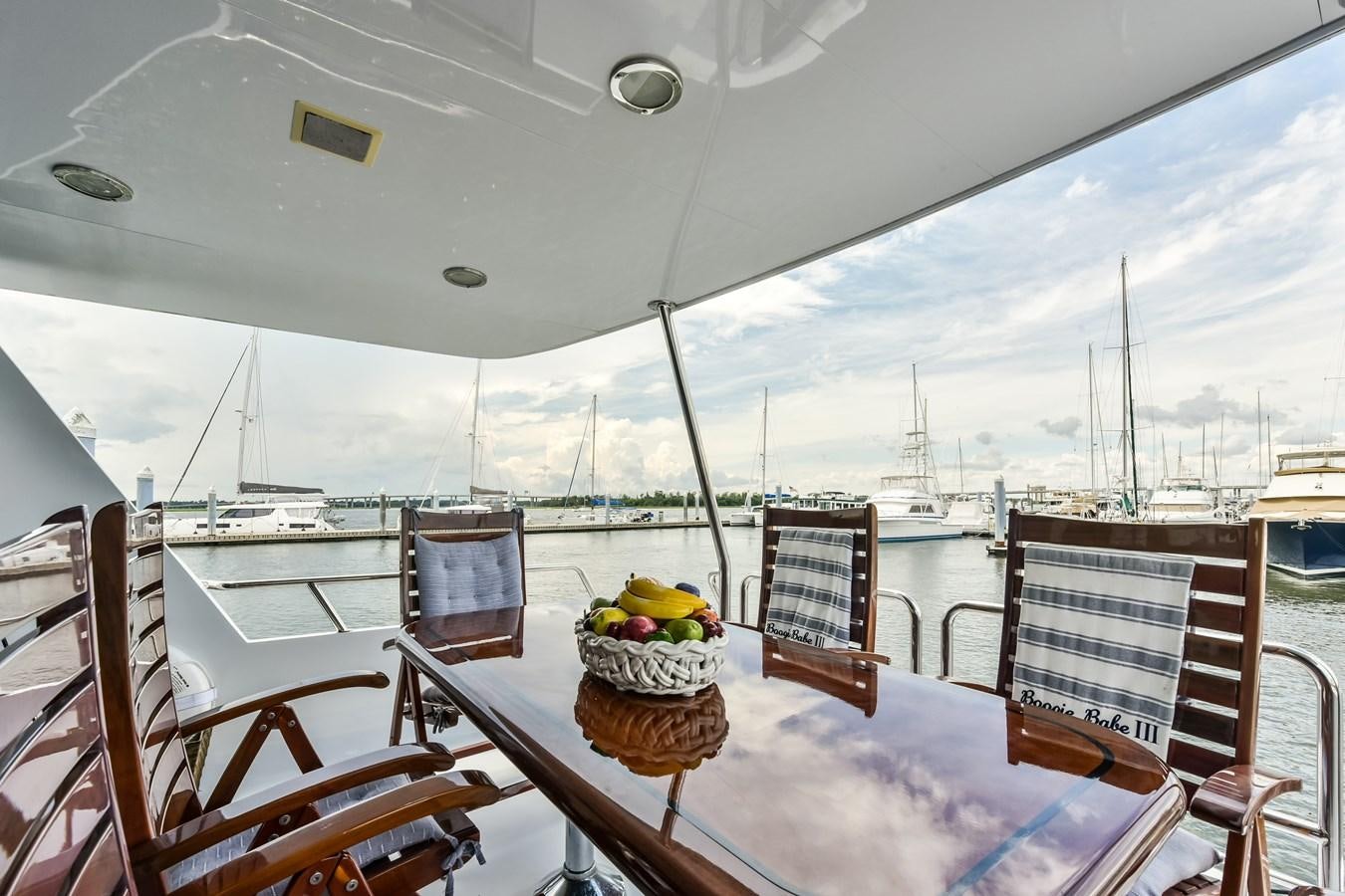 a boat with fruit on it aboard BOOGIE BABE III Yacht for Sale