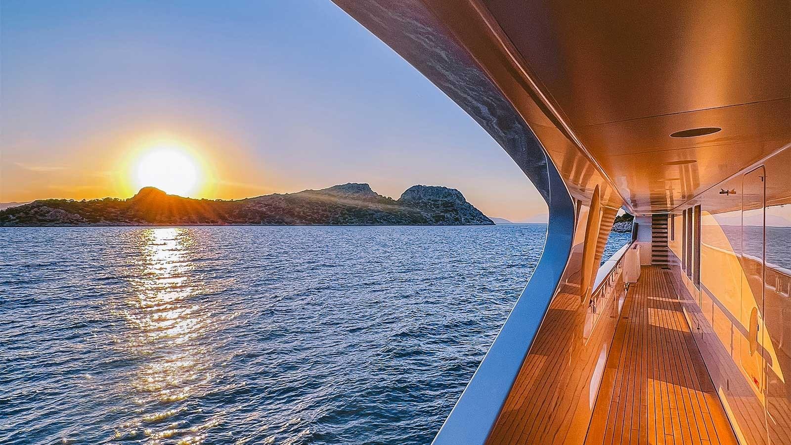 a boat on the water aboard IDYLLIC Yacht for Charter