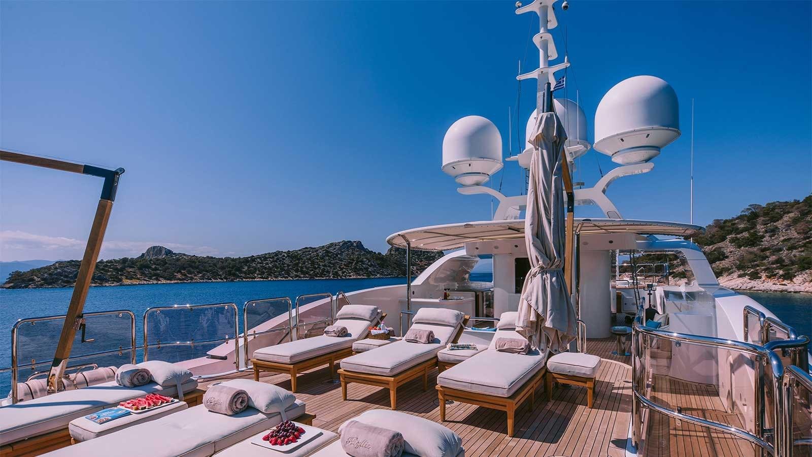a boat on the water aboard IDYLLIC Yacht for Charter