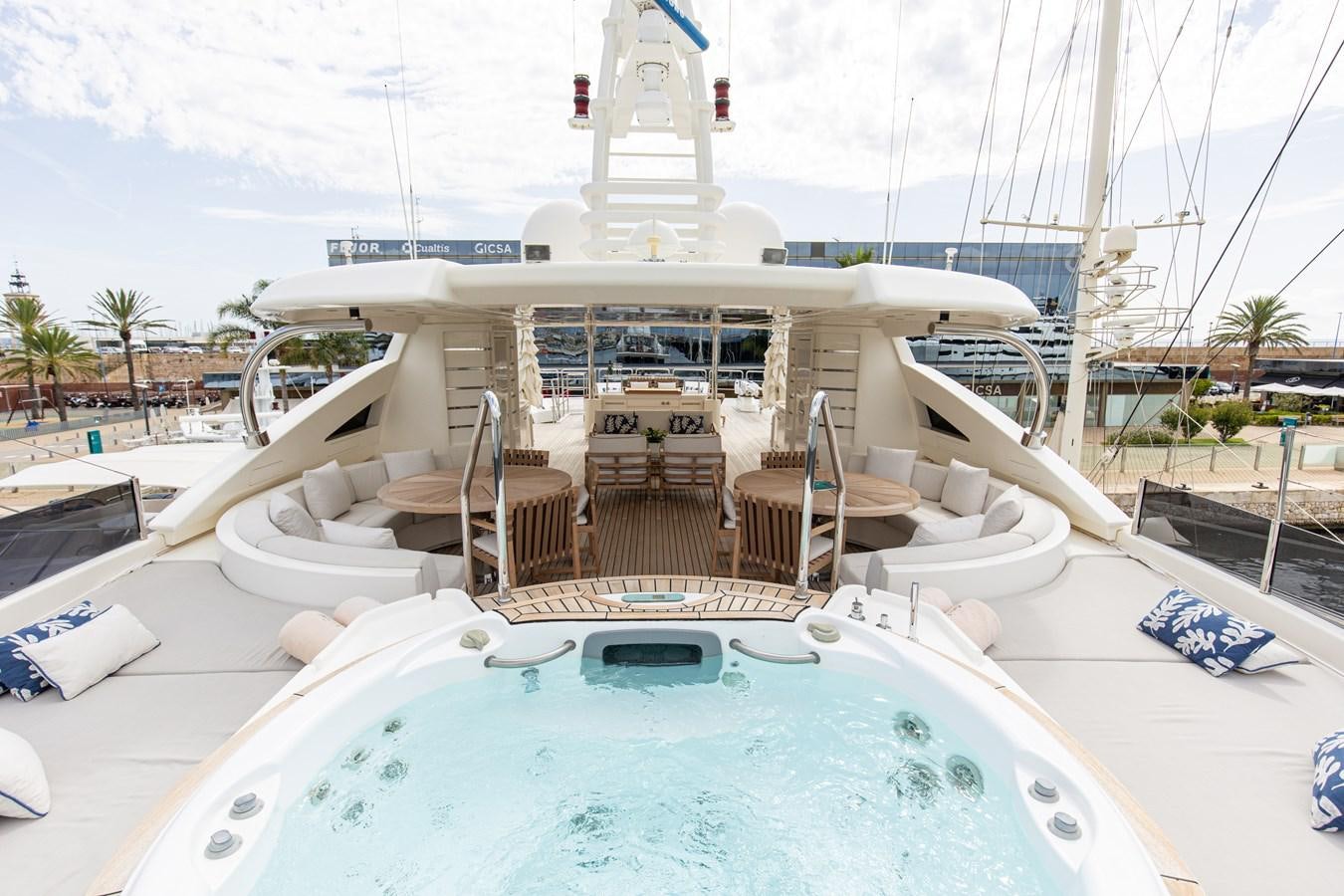 a large white boat with a pool aboard ONLY EIGHTY Yacht for Sale