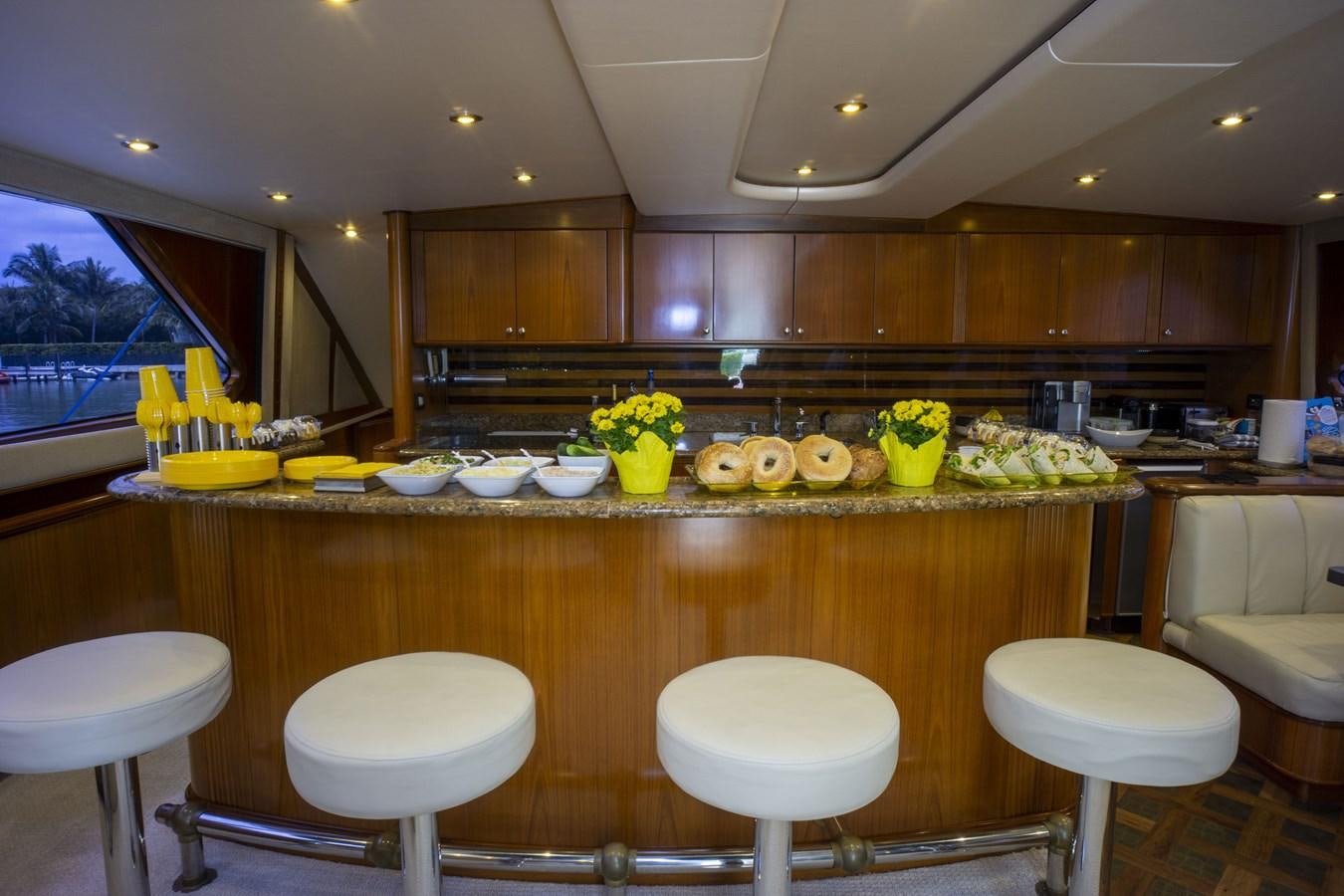 a kitchen with a countertop aboard REEL DEAL Yacht for Sale