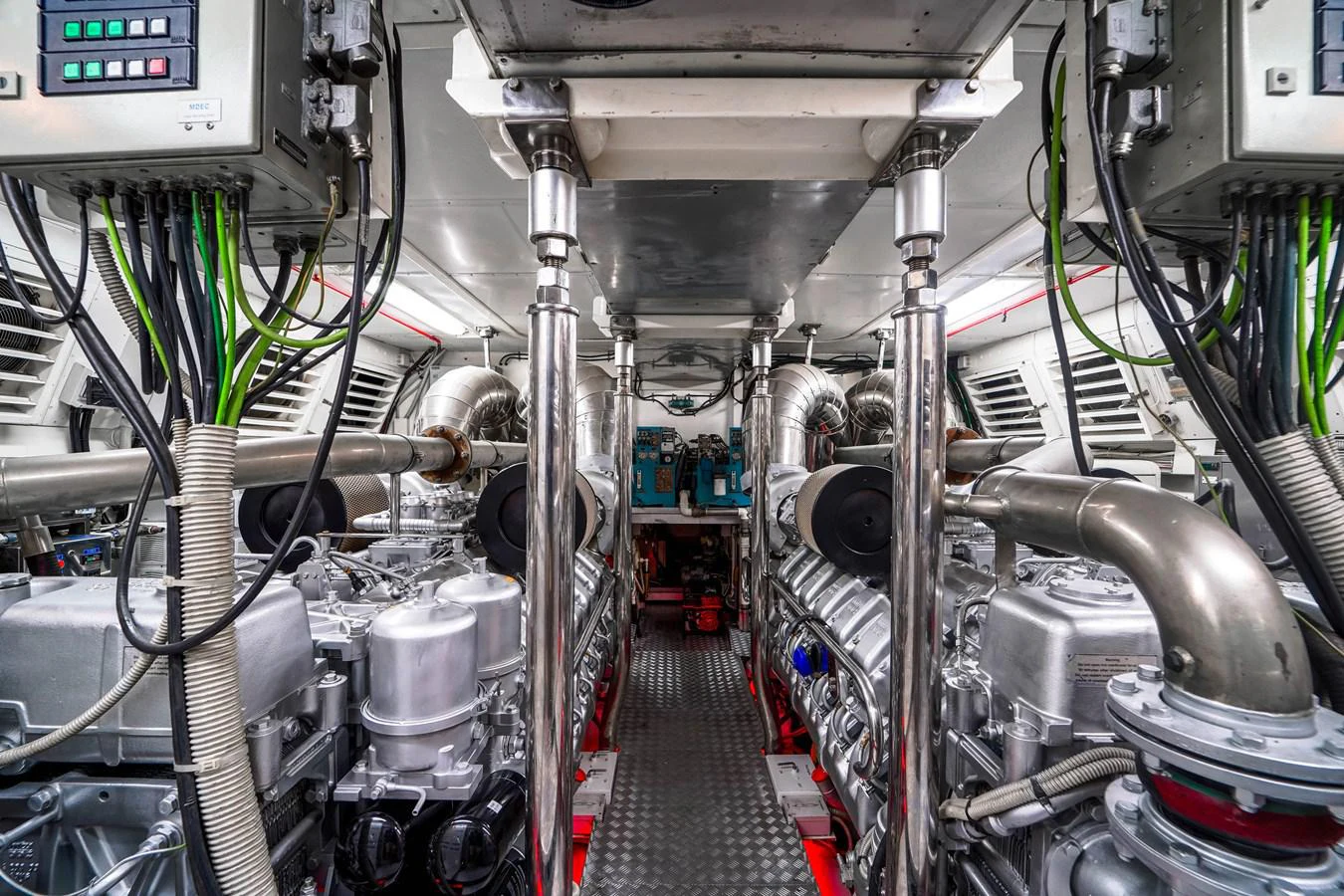 a large machine in a room aboard 108' MANGUSTA 2002 Yacht for Sale