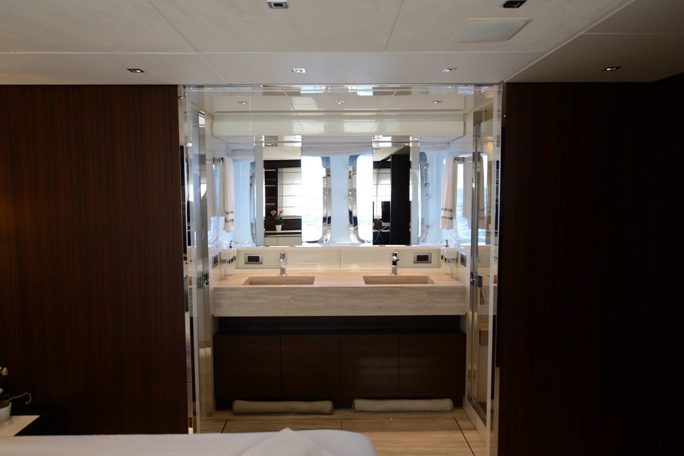 a bathroom with a sink and a mirror aboard ELLIE JAMES Yacht for Sale