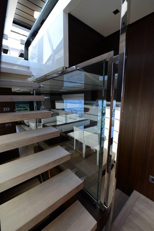 a room with wooden benches aboard ELLIE JAMES Yacht for Sale