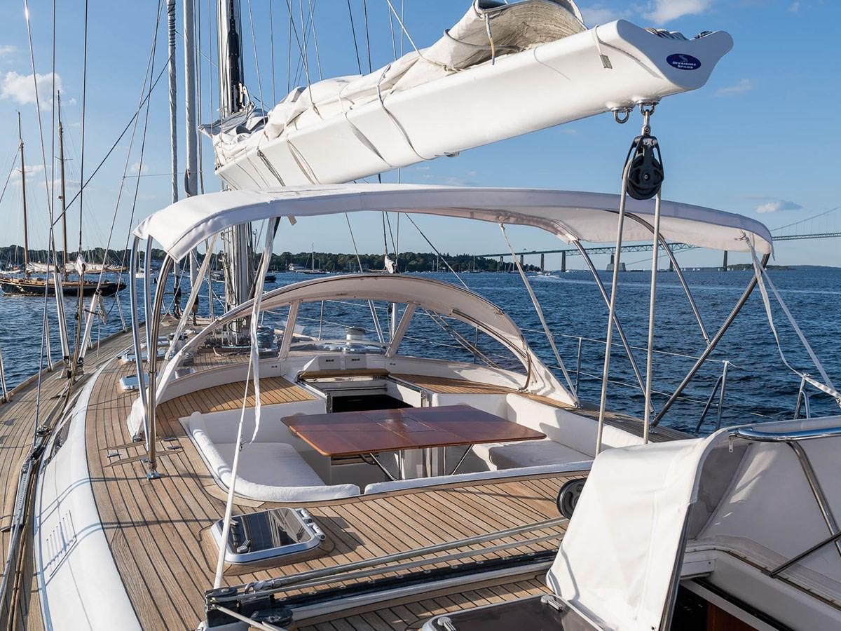 a boat on the water aboard VENTUROUS Yacht for Sale
