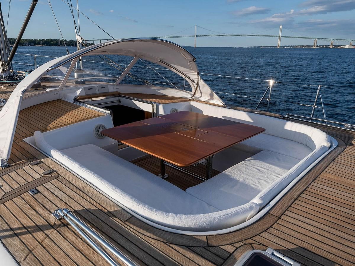 a boat on the water aboard VENTUROUS Yacht for Sale