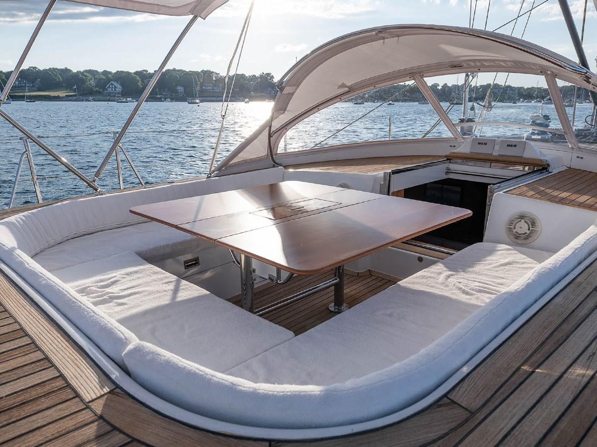 a boat on the water aboard VENTUROUS Yacht for Sale